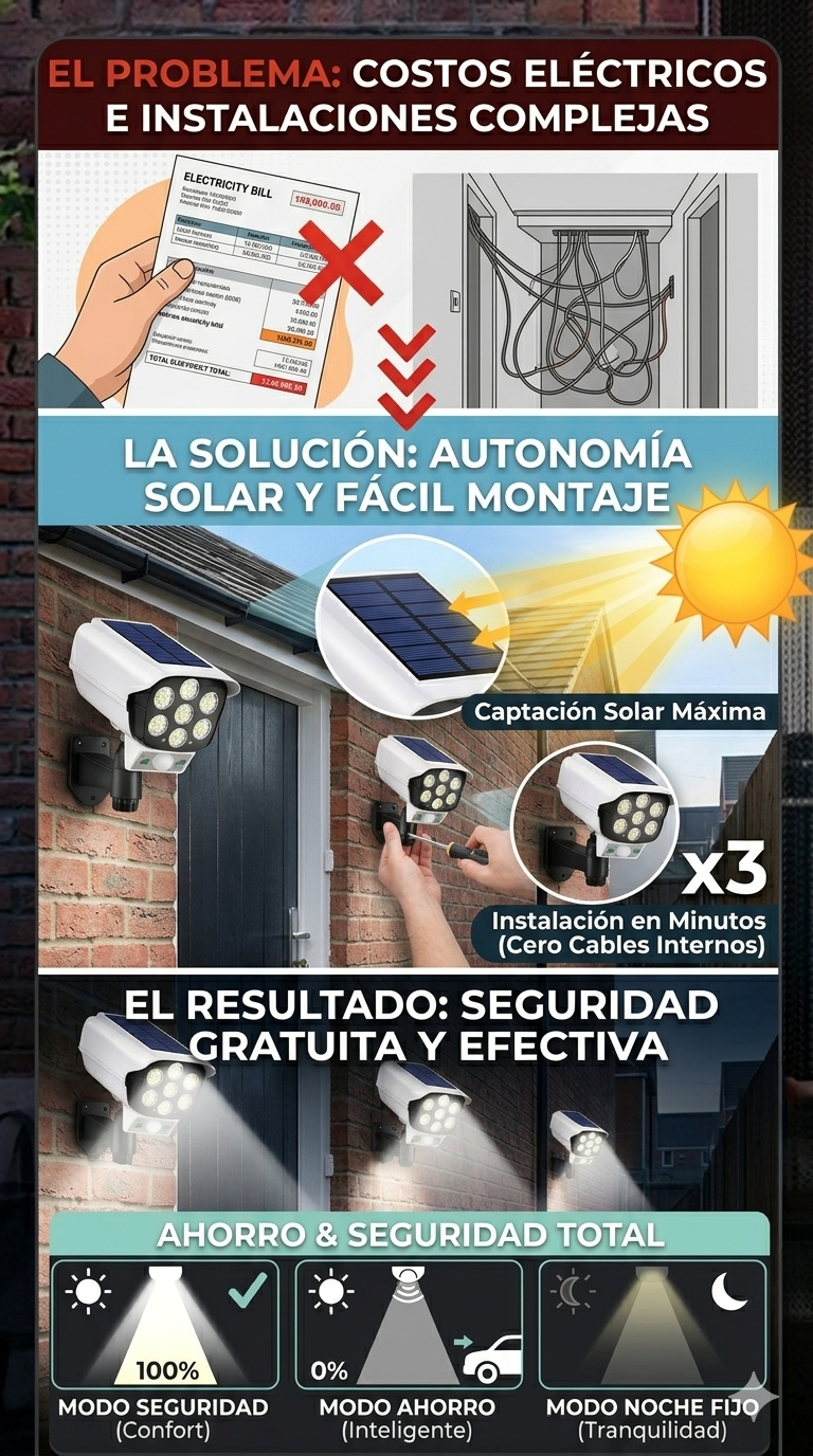 PACK X3 FOCO SOLAR TIPO CAMARA SENSOR