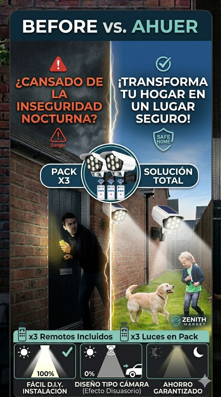 PACK X3 FOCO SOLAR TIPO CAMARA SENSOR